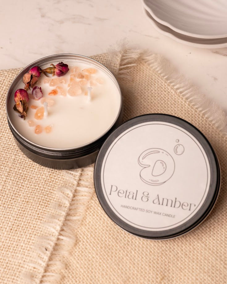 Petal & Amber Tin Candle