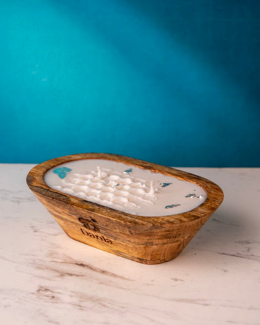 Amber Dusk Wooden Doughbowl Candle