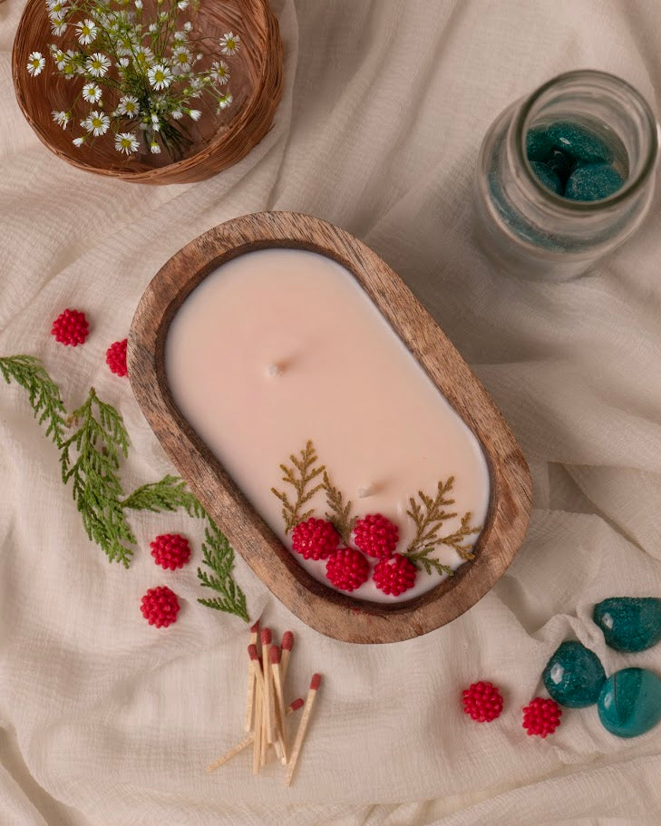 Summer Sorbet Wooden Doughbowl Candle