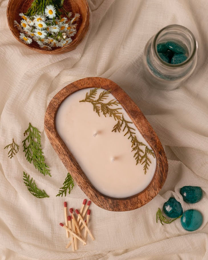 Spa Day Revival Wooden Doughbowl Candle