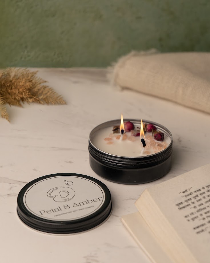 Petal & Amber Tin Candle