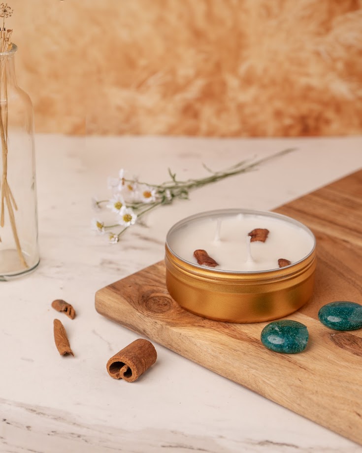 African Wood Tin Candle