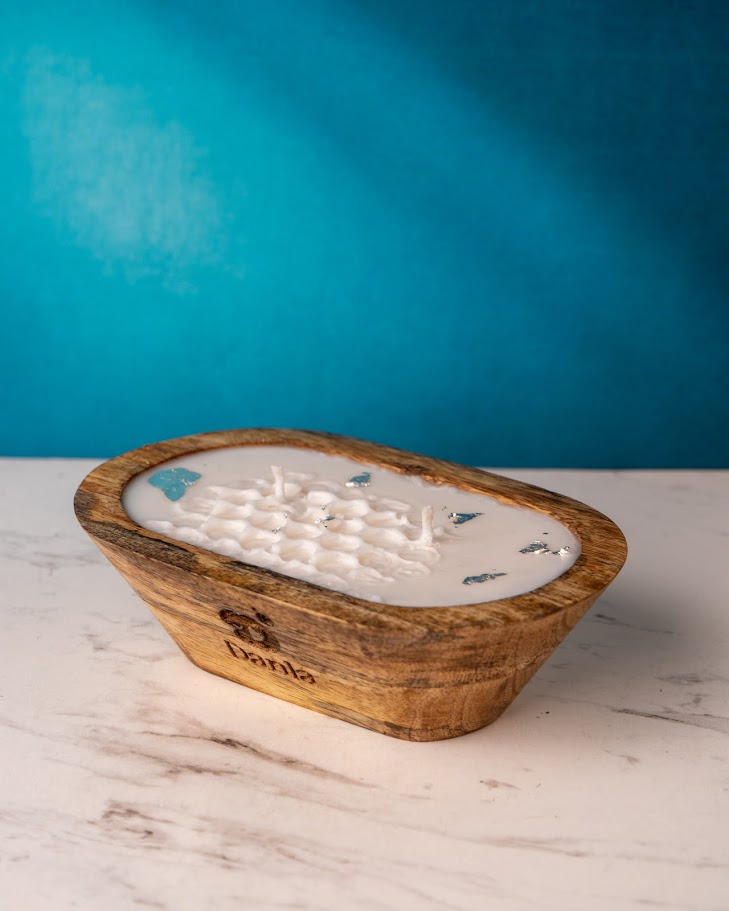 Amber Dusk Wooden Doughbowl Candle