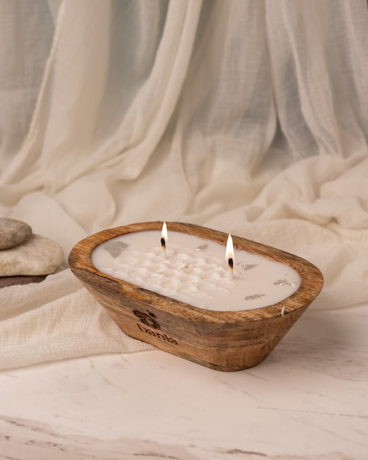 Amber Dusk Wooden Doughbowl Candle