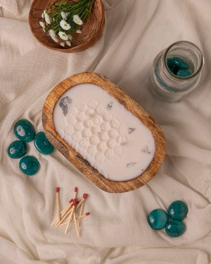 Amber Dusk Wooden Doughbowl Candle