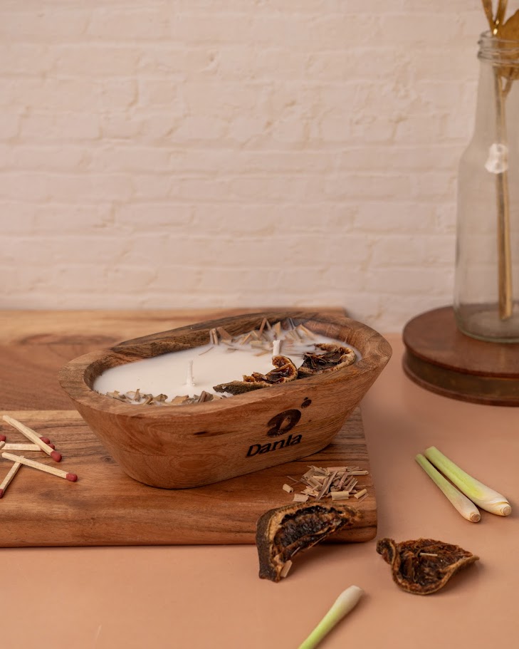 Zen Garden Wooden Doughbowl Candle