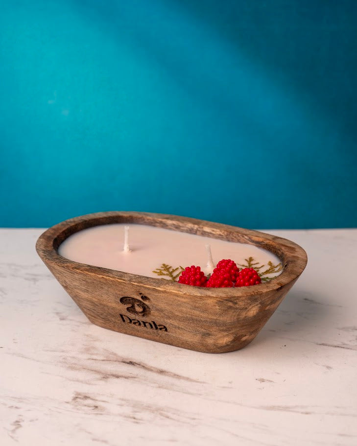 Summer Sorbet Wooden Doughbowl Candle