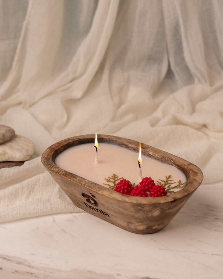 Summer Sorbet Wooden Doughbowl Candle