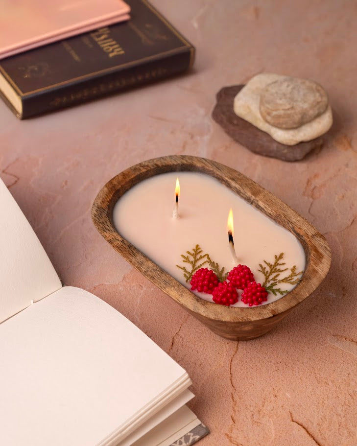 Summer Sorbet Wooden Doughbowl Candle