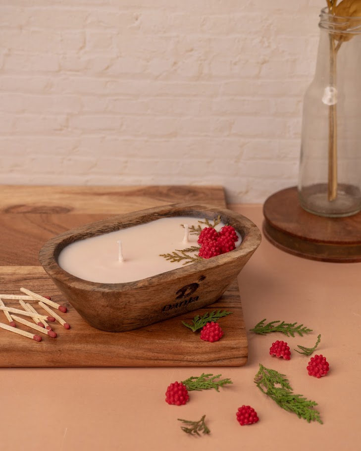 Summer Sorbet Wooden Doughbowl Candle