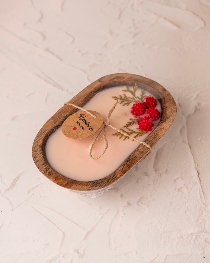 Summer Sorbet Wooden Doughbowl Candle
