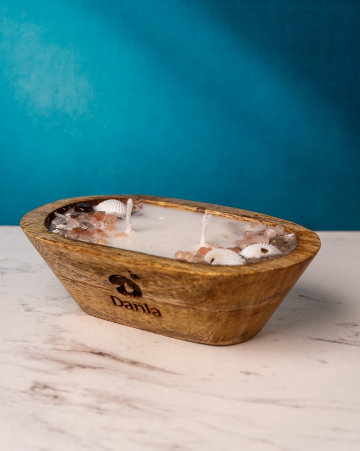 Seaside Breeze Wooden Doughbowl Candle