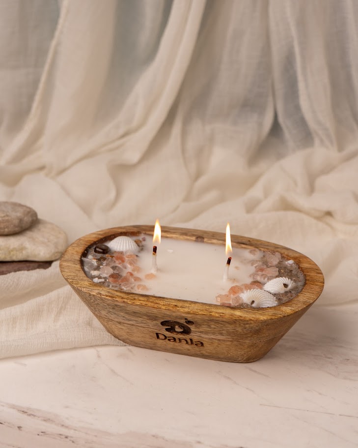 Seaside Breeze Wooden Doughbowl Candle