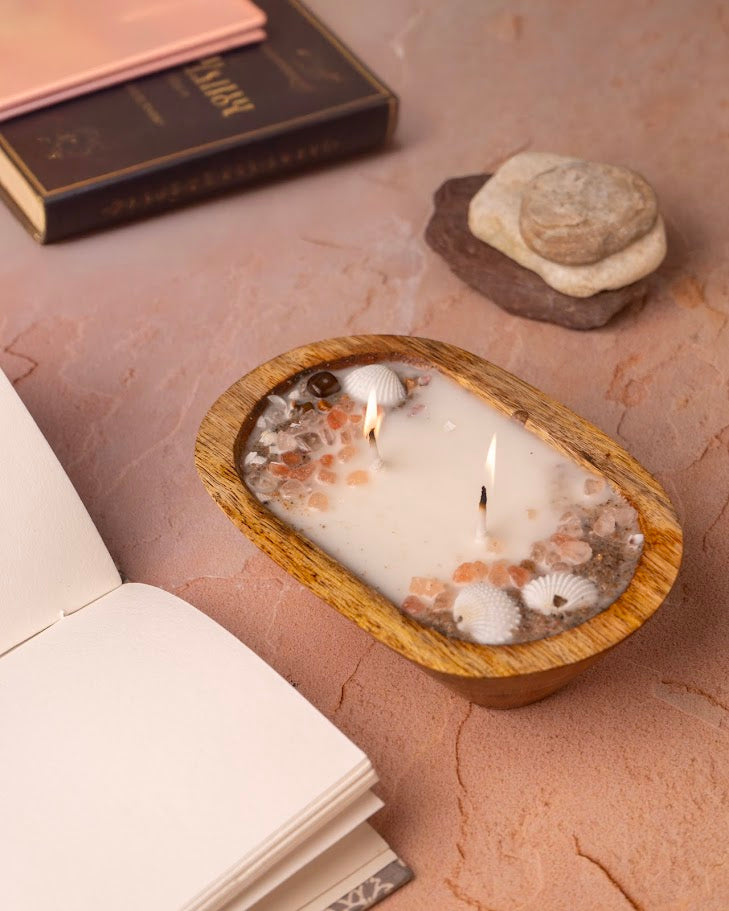 Seaside Breeze Wooden Doughbowl Candle