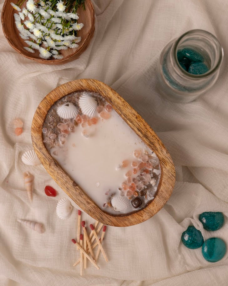 Seaside Breeze Wooden Doughbowl Candle