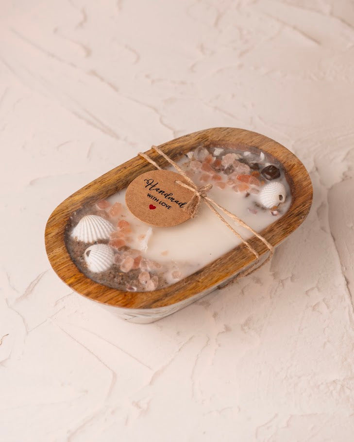 Seaside Breeze Wooden Doughbowl Candle