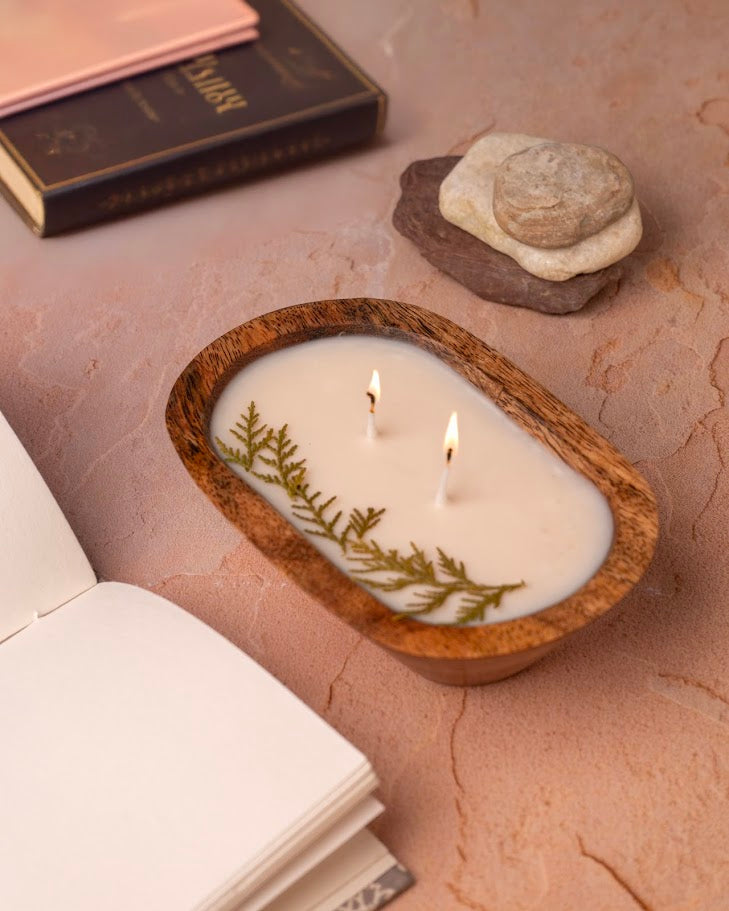 Spa Day Revival Wooden Doughbowl Candle