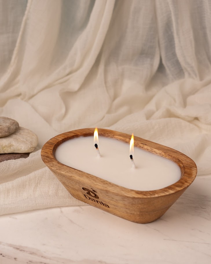 Havana Nights Wooden Doughbowl Candle