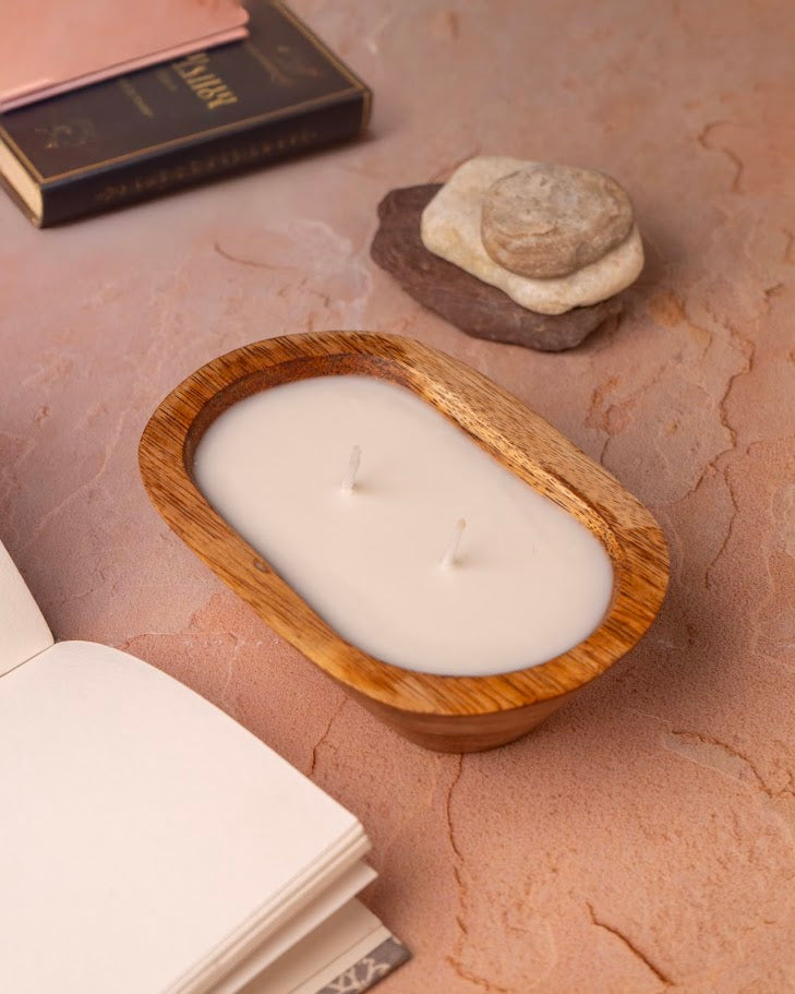 Havana Nights Wooden Doughbowl Candle