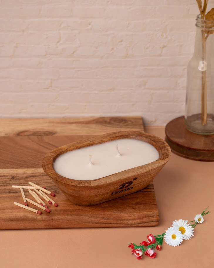 Havana Nights Wooden Doughbowl Candle