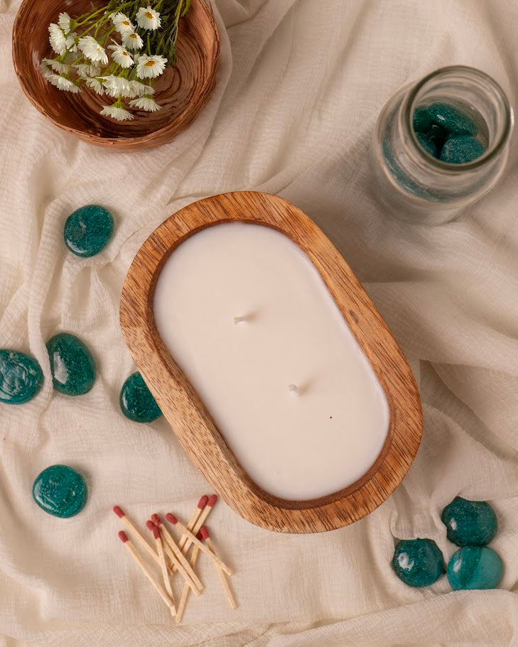 Havana Nights Wooden Doughbowl Candle